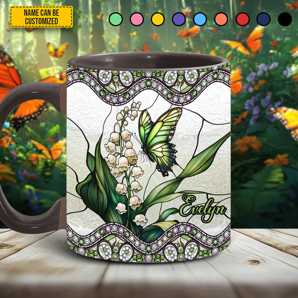 Butterfly & Lily Of Valley - Personalized Accent Mug