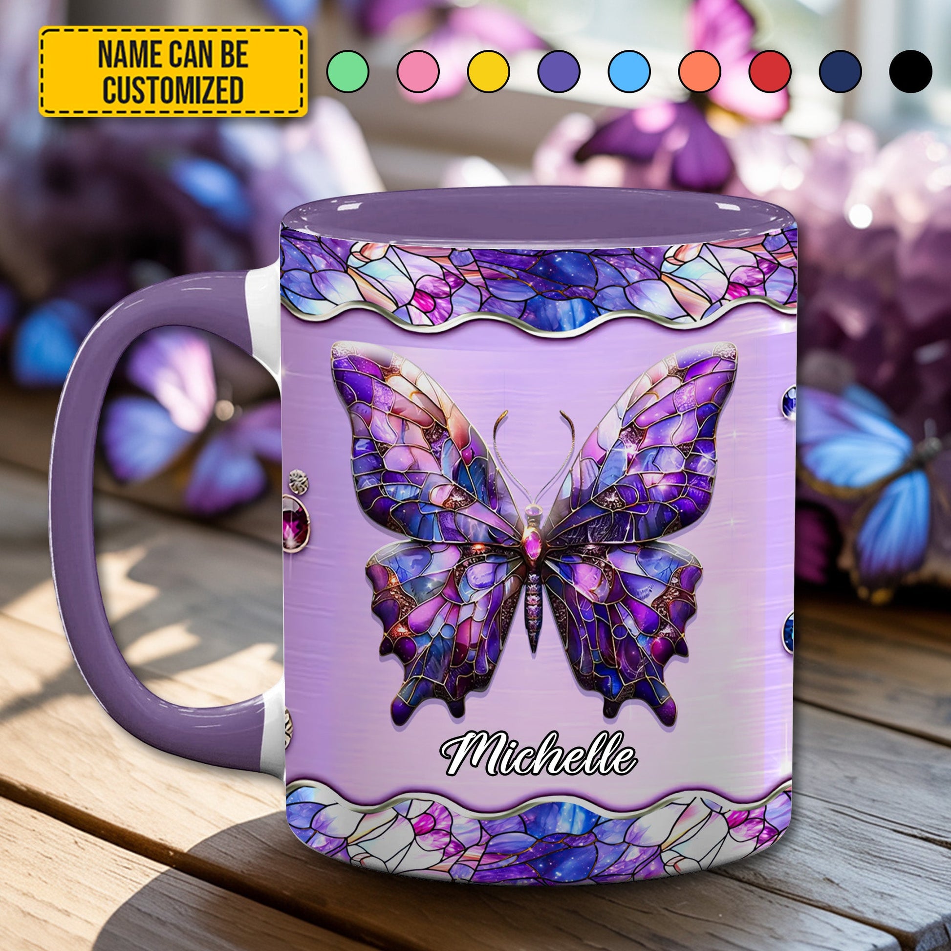 Sparkle Butterfly - Personalized Accent Mug