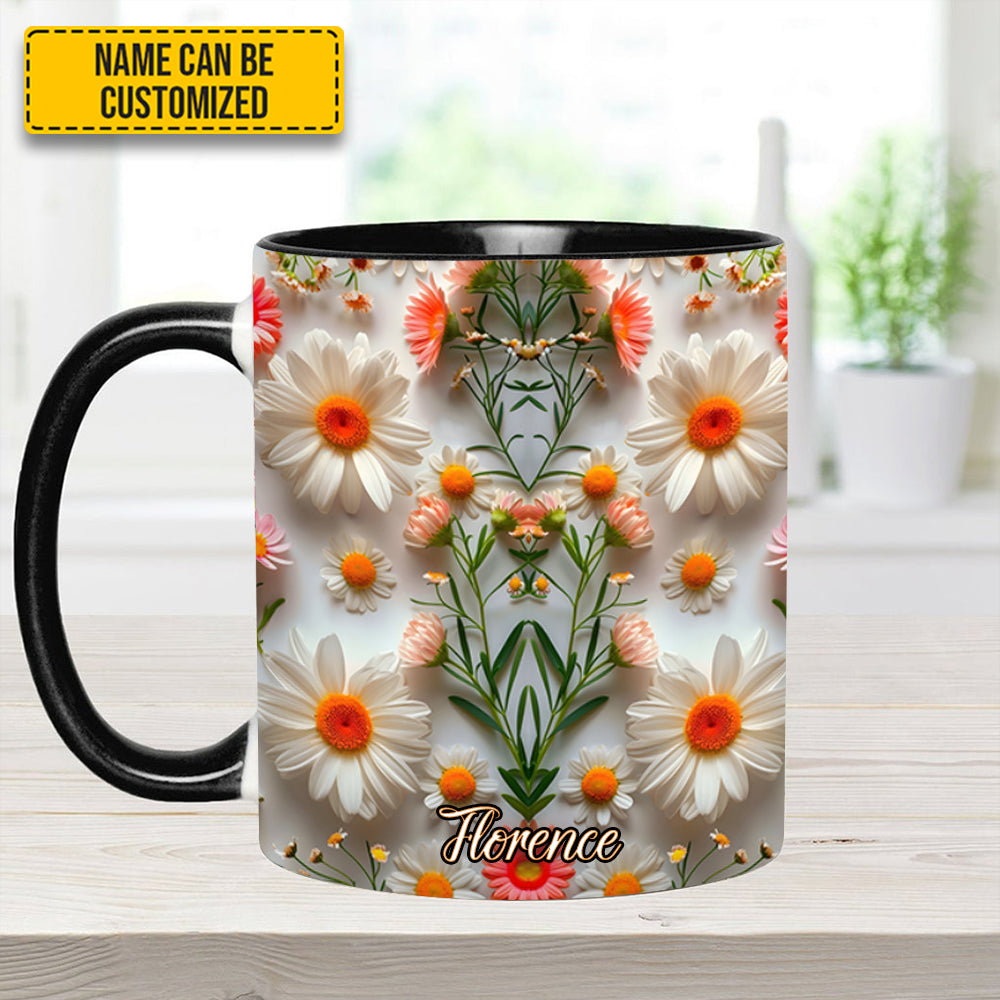 Daisy Flower Accent Mug - Personalized Accent Mug