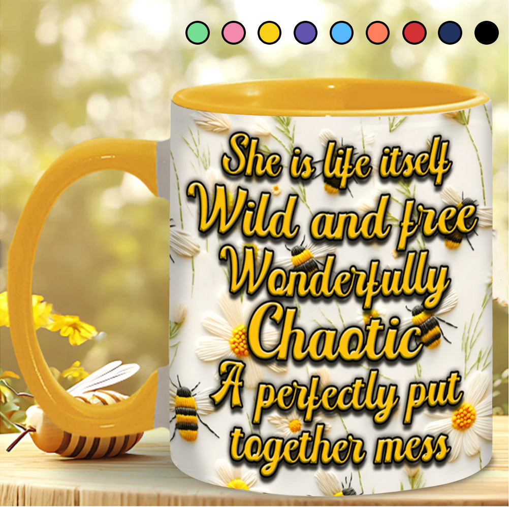 She Is Life Itself  - Personalized Bee Accent Mug