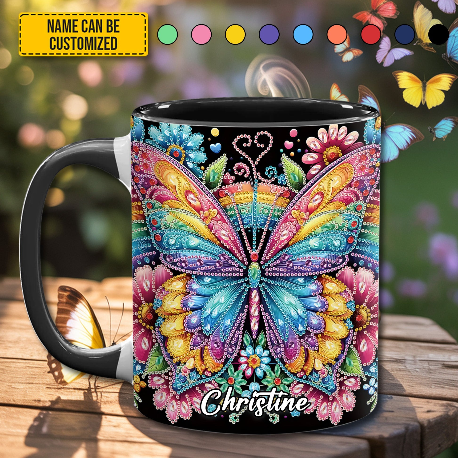 Diamond Butterfly – Personalized Butterfly Accent Mug