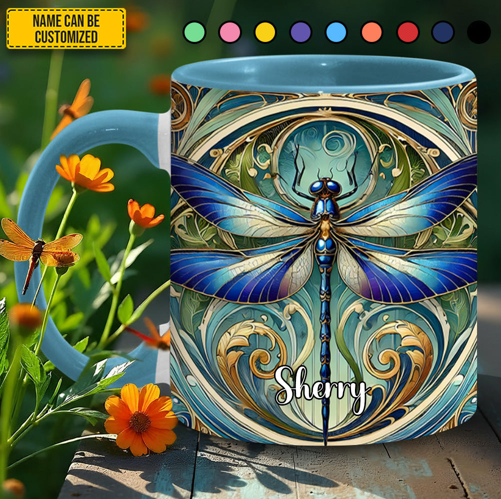 Beautiful Dragonfly - Personalized Dragonfly Accent Mug