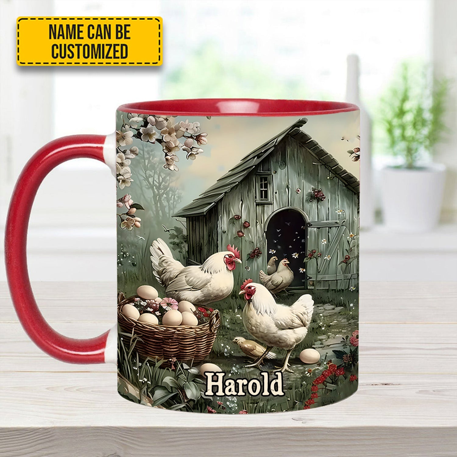 Farm Life – Personalized Chicken Accent Mug