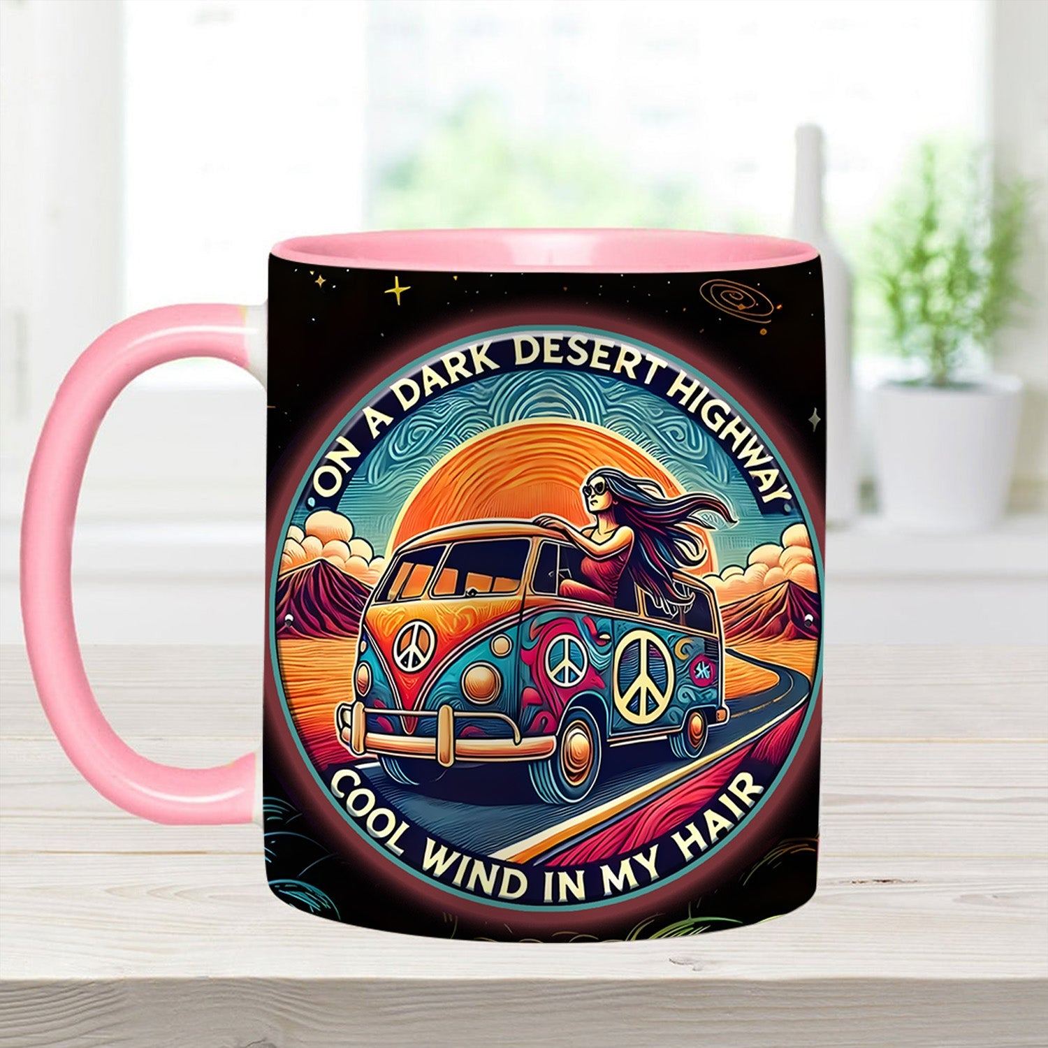 On a Dark Desert Highway - Personalized Accent Mug