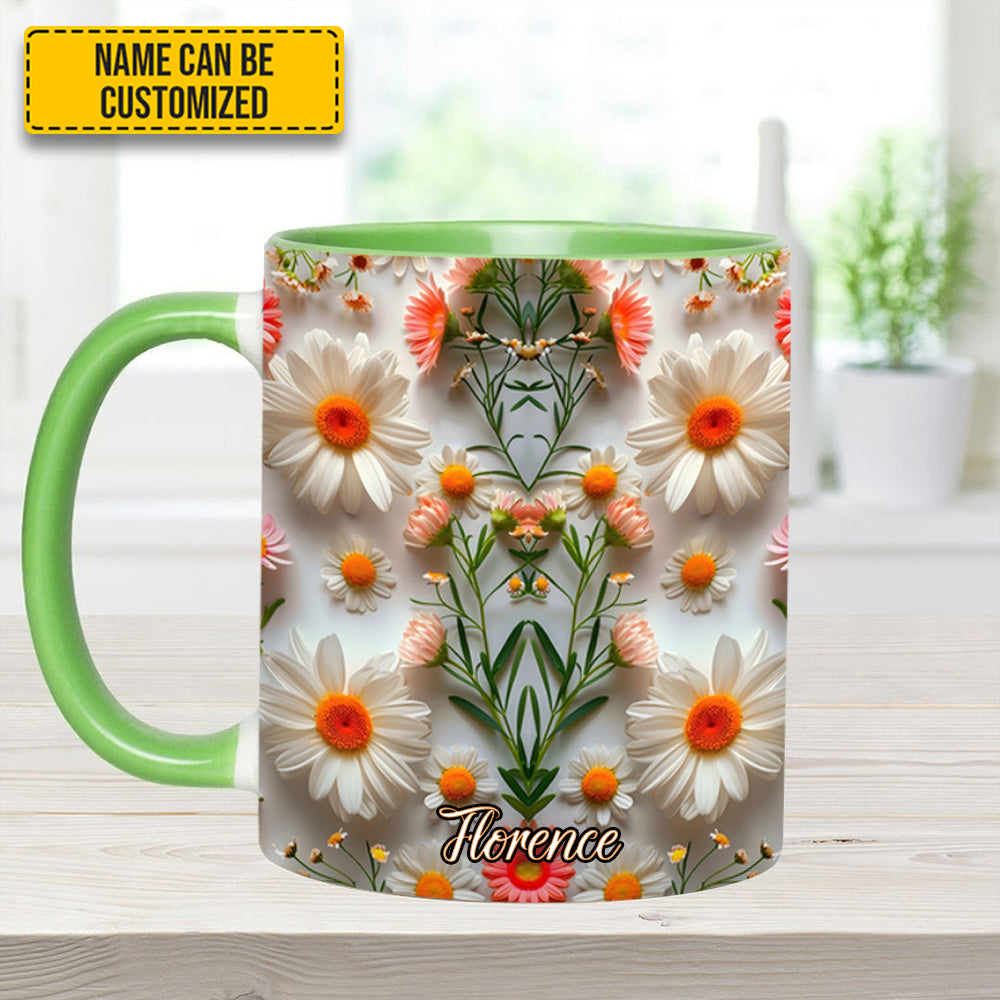 Daisy Flower Accent Mug - Personalized Accent Mug