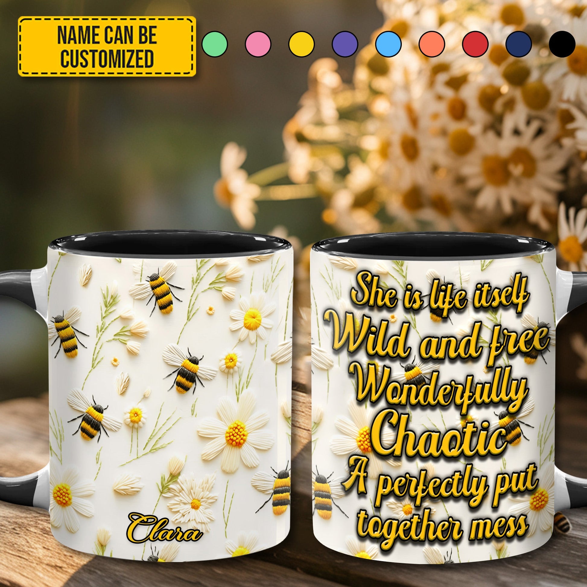 She Is Life Itself  - Personalized Bee Accent Mug