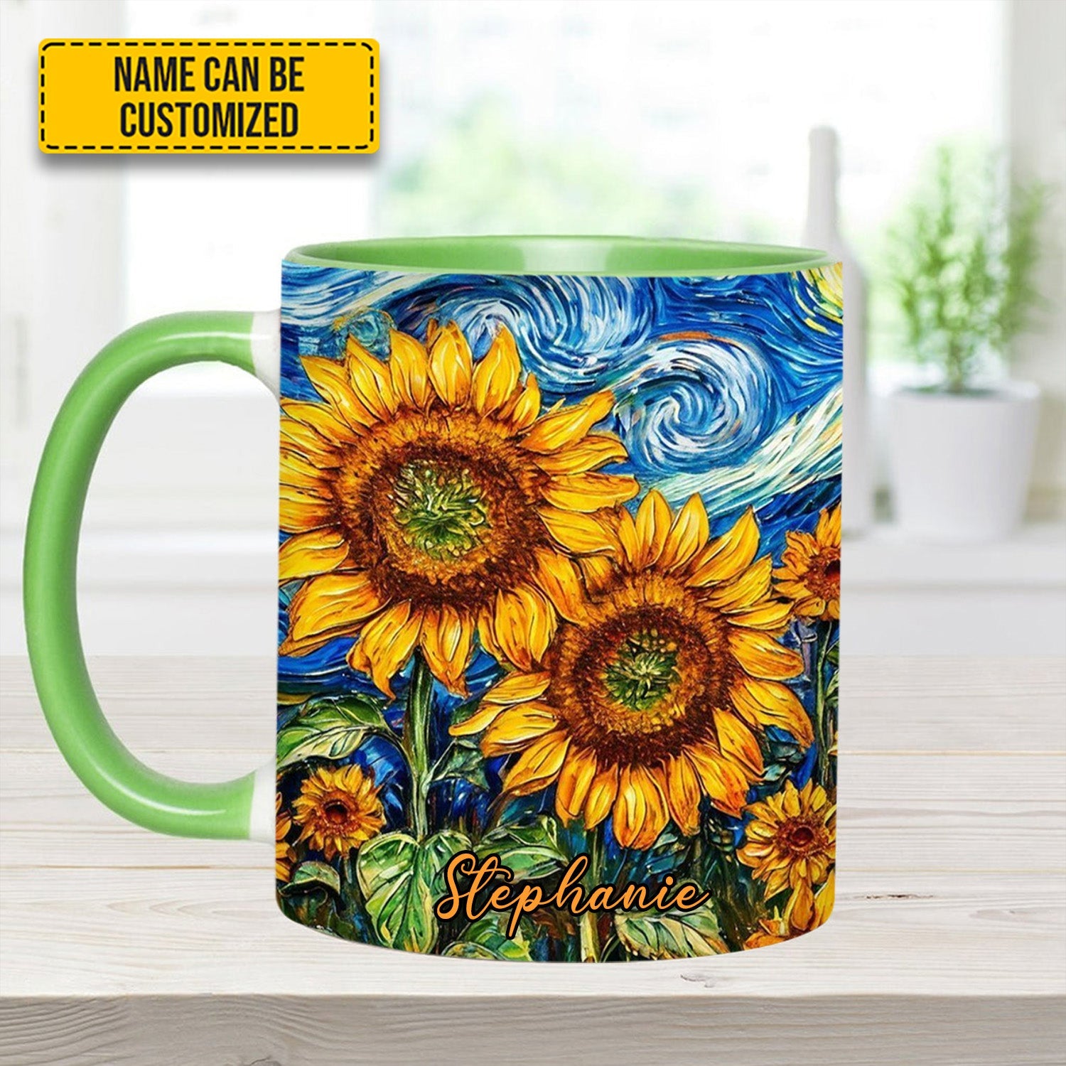 Starry Bloom – Personalized Sunflower Accent Mug
