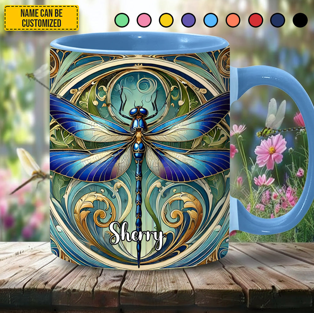 Beautiful Dragonfly - Personalized Dragonfly Accent Mug