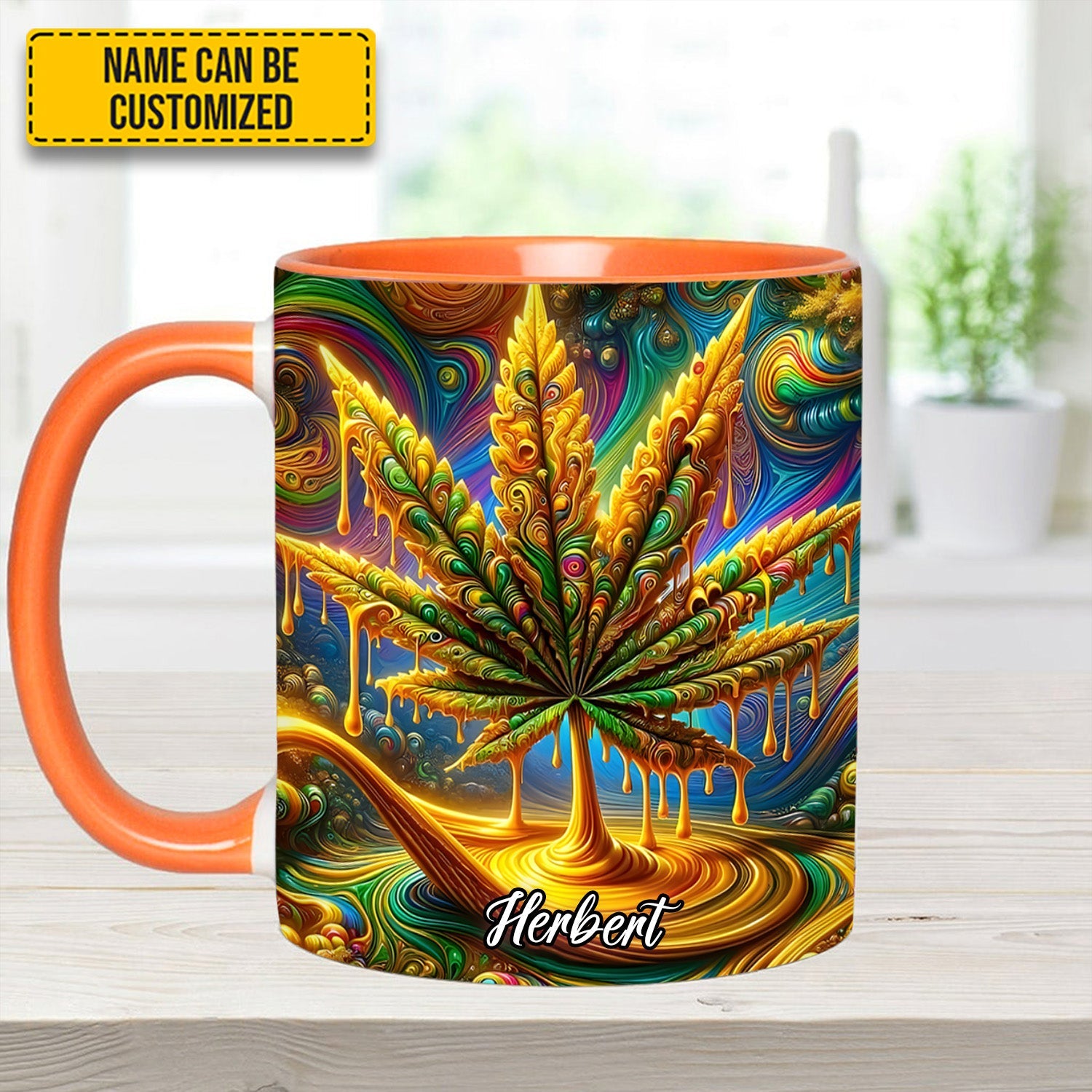 Personalized Colorful Psychedelic Weed Accent Mug