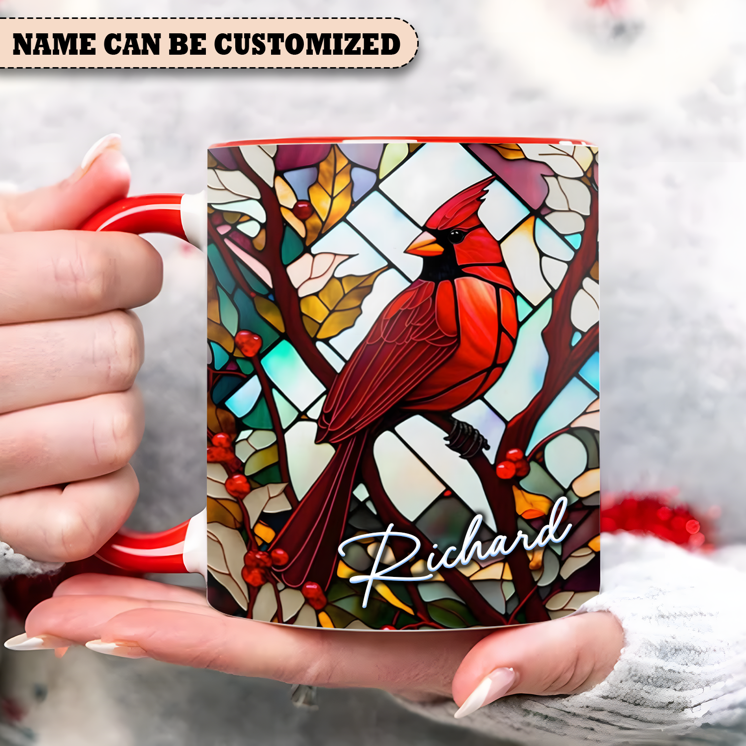 Personalized Cardinal Ceramic Accent Mug