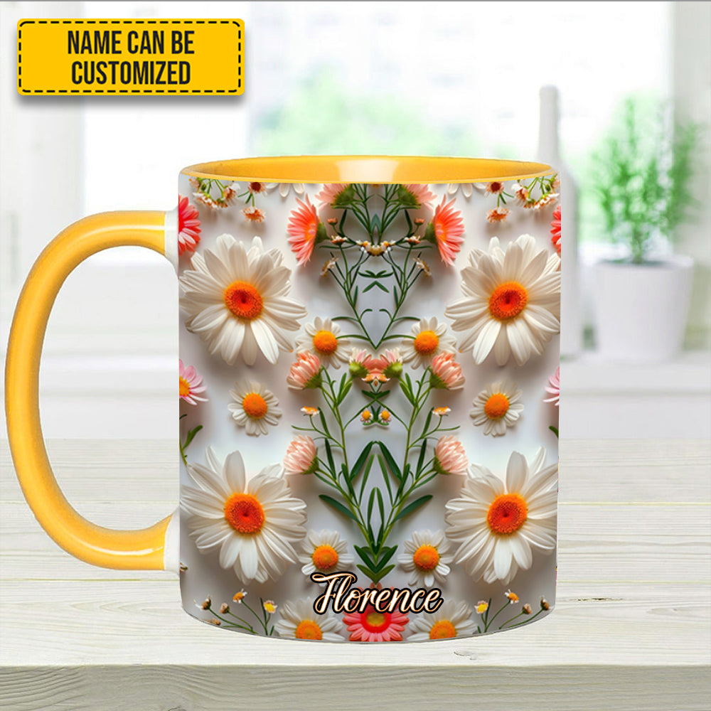 Daisy Flower Accent Mug - Personalized Accent Mug
