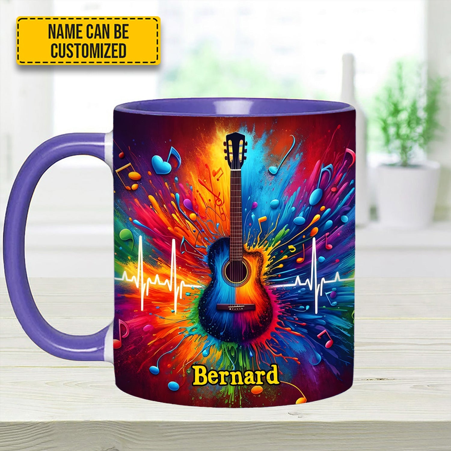 Guitar Colorful - Personalized Guitar Accent Mug