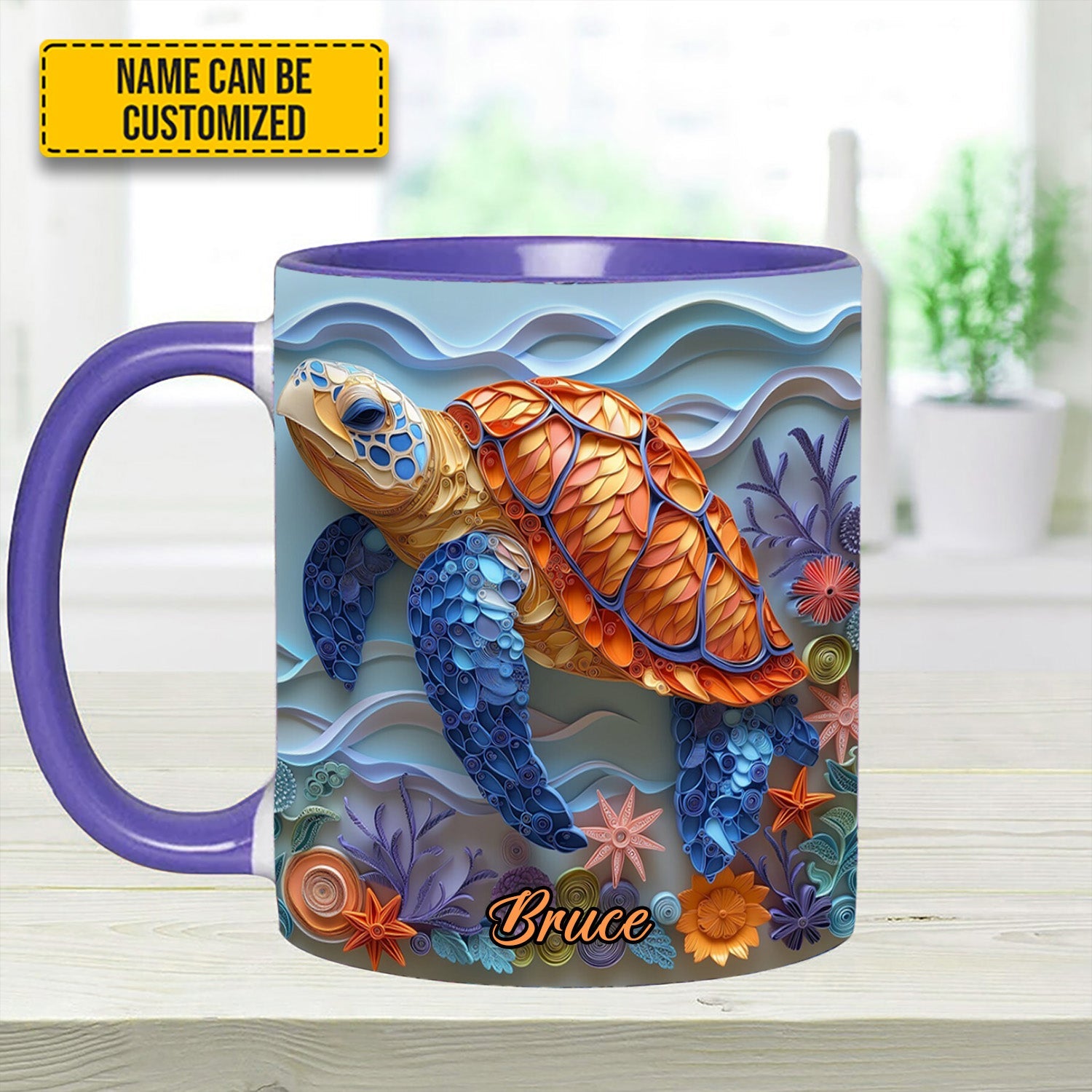 Sea Turtle - Personalized Turtle Accent Mug