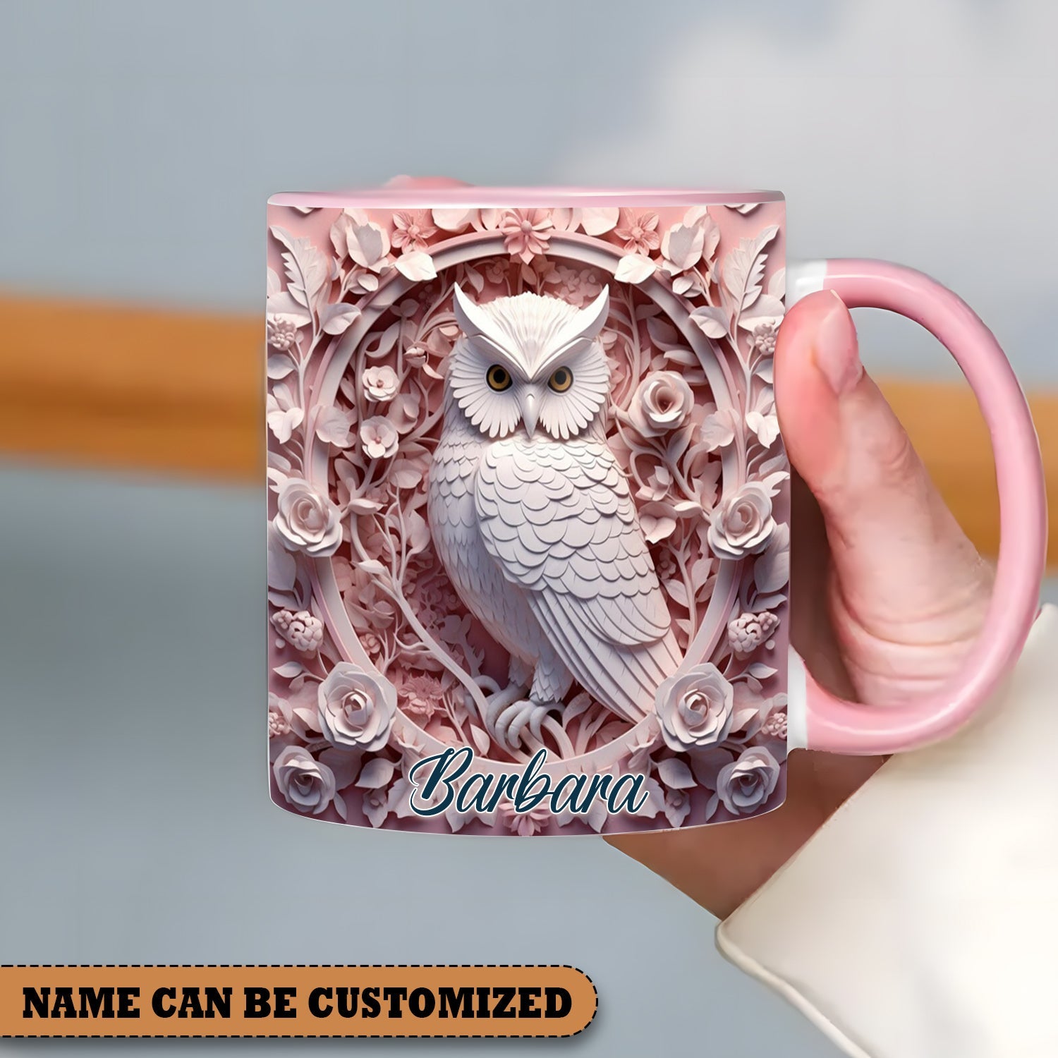 Vintage Beautiful Owl - Personalized Owl Accent Mug