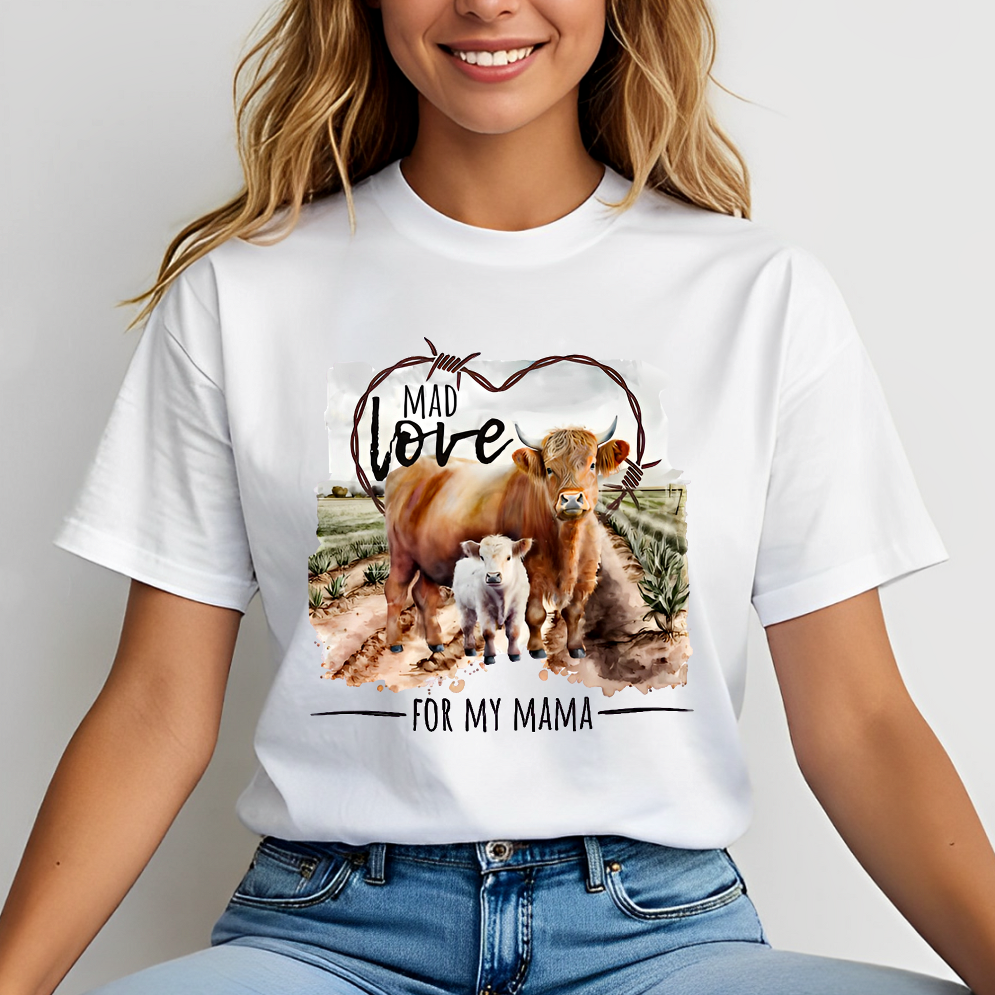 Mad Love for My Mama Highland Cow Classic Unisex T-Shirt Gildan 5000 (Made In US)