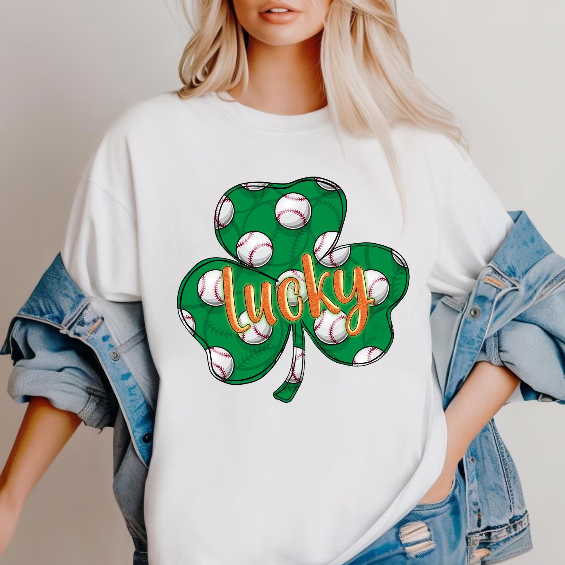 St. Patricks Day Lucky Baseball Shamrock Classic Unisex T-Shirt Gildan 5000 (Made In US)