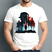US Flag Forest Firefighter Classic Unisex T-Shirt Gildan 5000 (Made In US)
