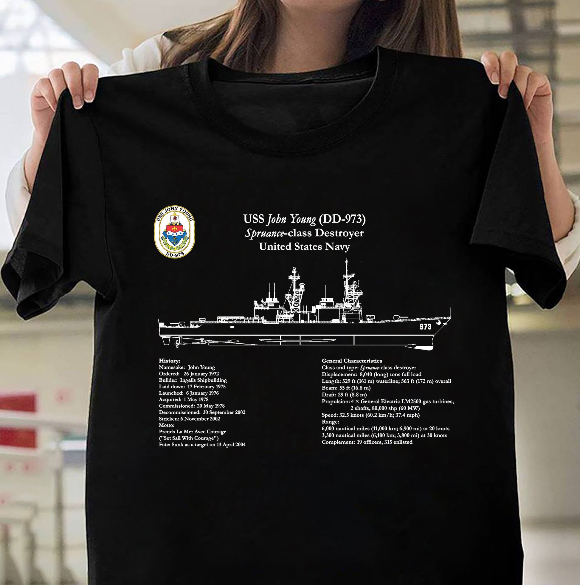 US Navy USS John Young (DD-973) Classic Unisex T-Shirt Gildan 5000 (Made In US) DLMP1004PT09