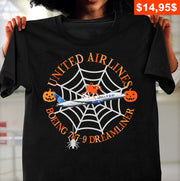 United Airlines Boeing 787-9 Dreamliner Halloween Classic Unisex T-Shirt Gildan 5000 (Made In US) DLSI2907PT07