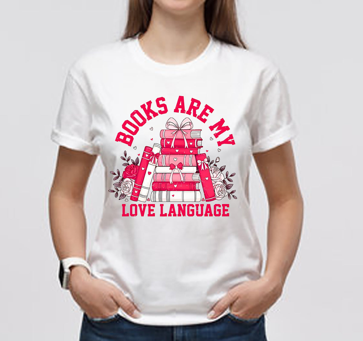 Valentine Book Lover Books Are My Love Language  Classic Unisex T-Shirt Gildan 5000 (Made In US)