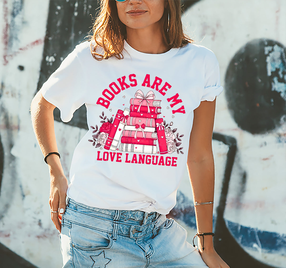 Valentine Book Lover Books Are My Love Language  Classic Unisex T-Shirt Gildan 5000 (Made In US)