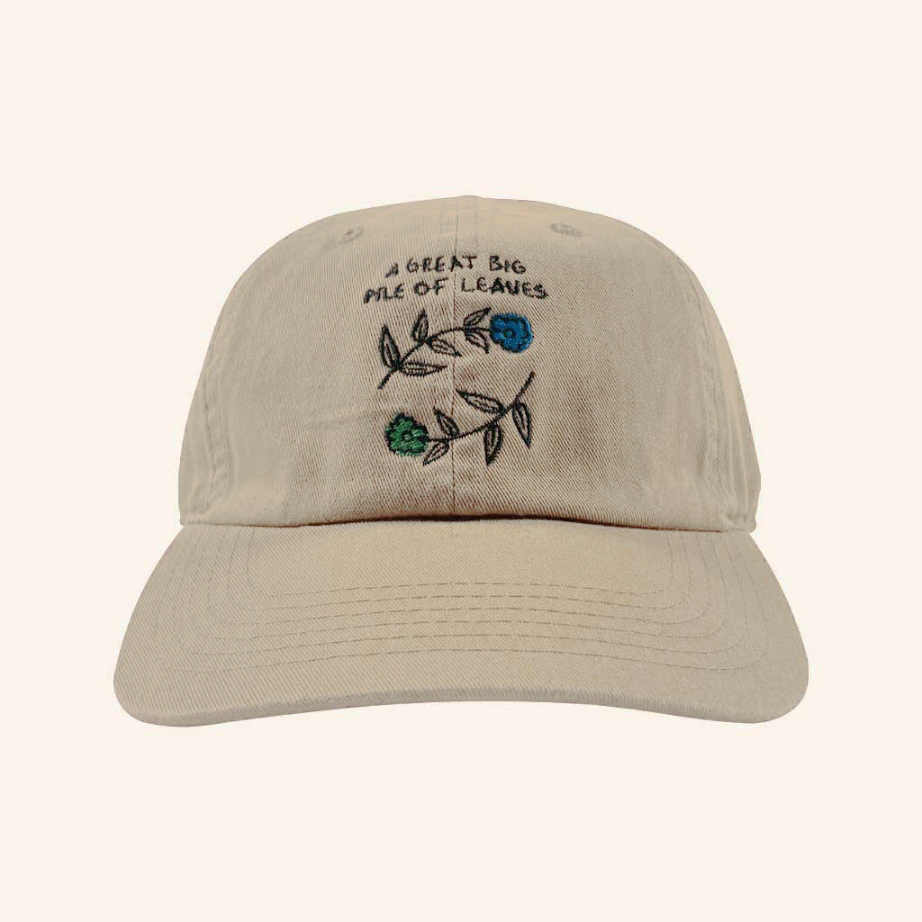 A Great Big Pile of Leaves Merch Blue And Green Flower Brown Embroidered Hat Gifts For Her - Lilybirchmarket