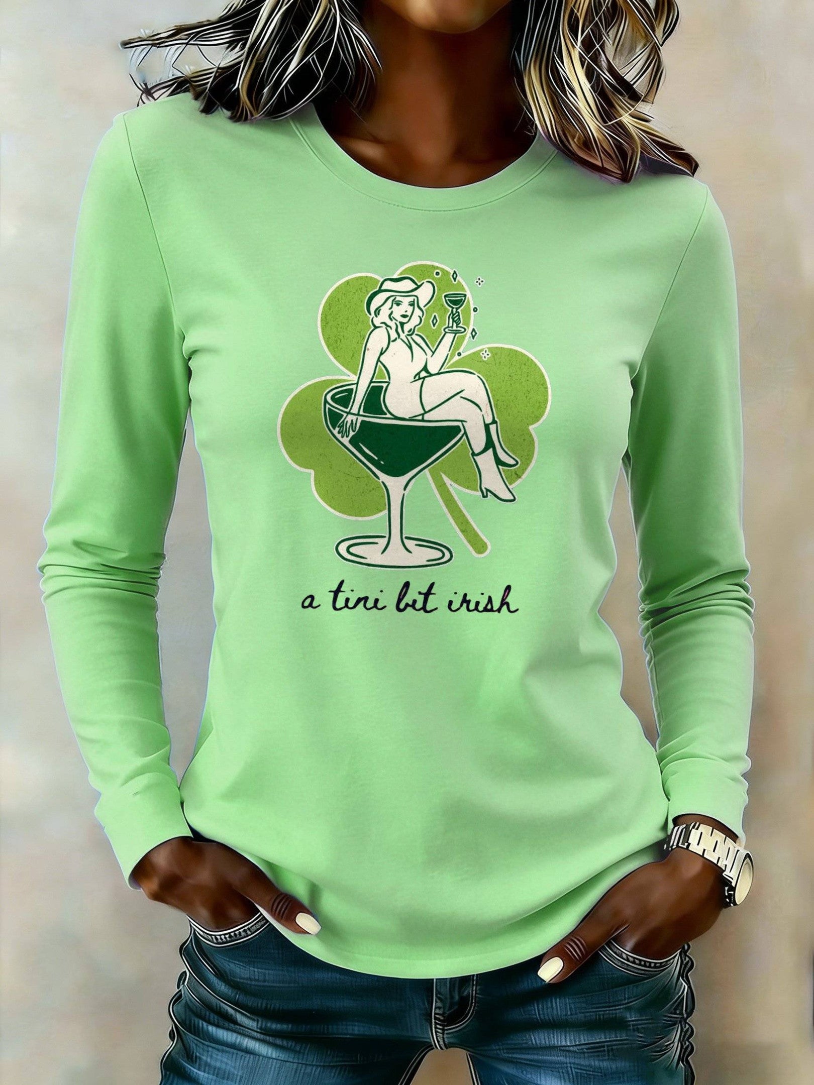  A Tini Bit Irish Long Sleeve Shirt Irish Holiday St Paddys Shirts St Patrick's Day Gift Ideas - TradiViet