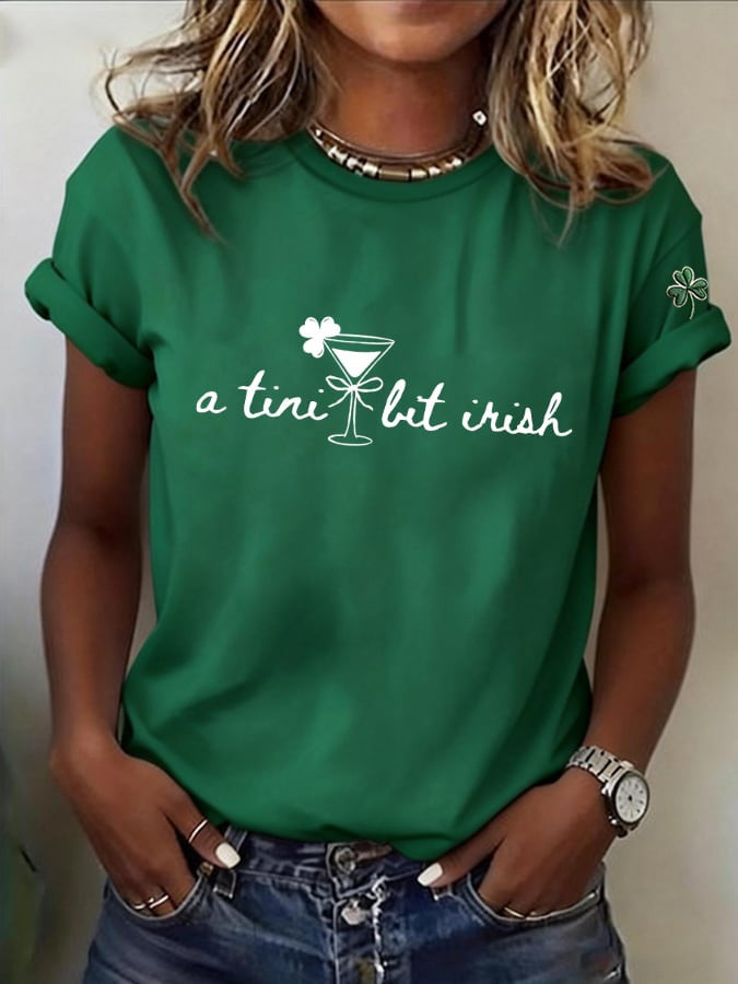  A Tini Bit Irish T Shirt St Patrick'S Day Shirt Irish Martini Clover Crewneck Irish Luck Gift - TradiViet