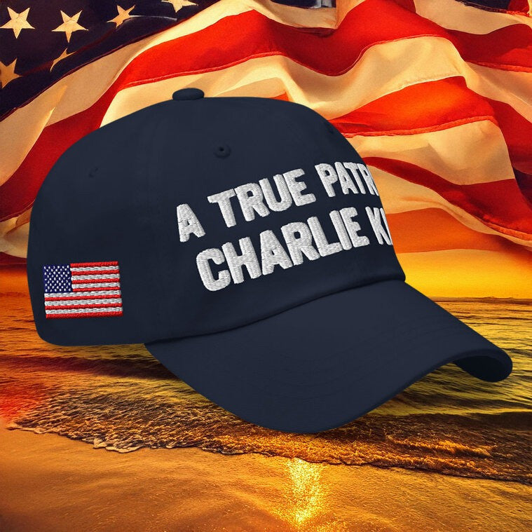 A True Patriot Charlie Kirk Classic Hat Navy Embroidered Hat - Lilybirchmarket