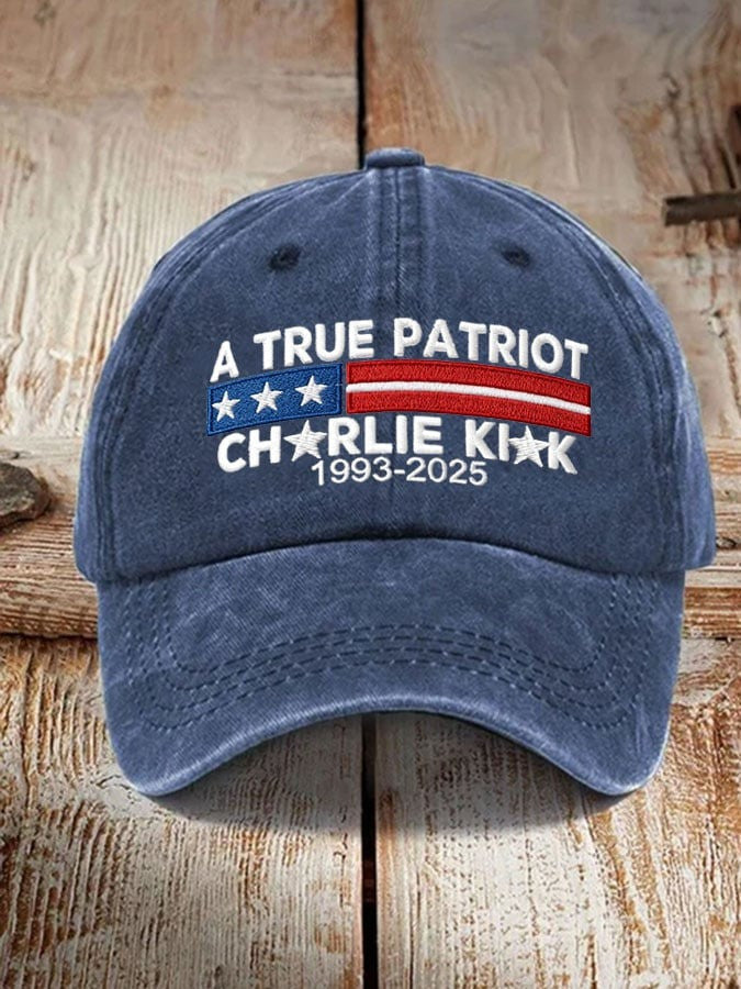 A True Patriot Charlie Kirk Hat Embroidered Patriotic Cap Charlie Kirk Merchandise TPUSA Merch - Lilybirchmarket