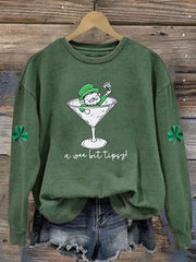  A Wee Bit Tipsy Saint Patrick's Day Sweatshirt Leprechaun Funny Irish Shirts Gifts For Mom - TradiViet