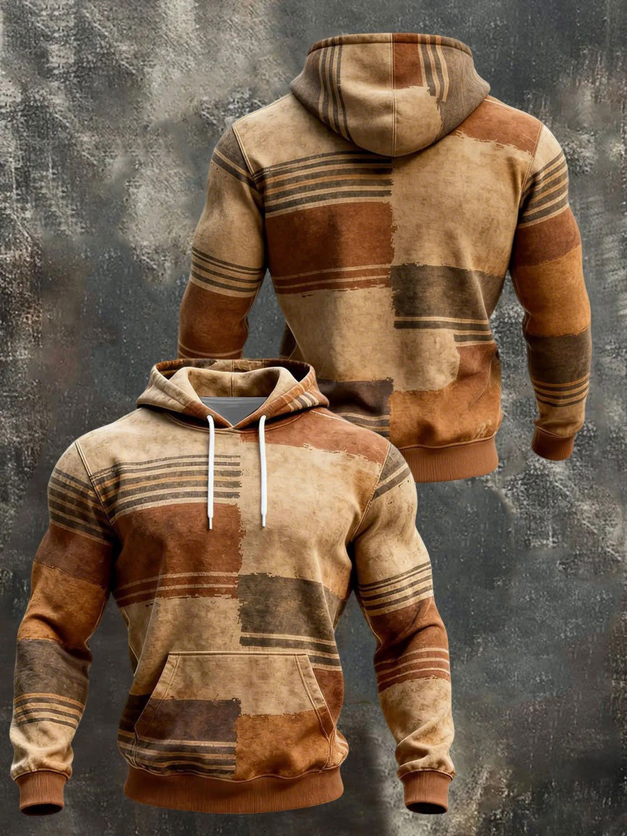 Abstract Geometric Block Pattern Hoodie Men's Streetwear Apparel Dad Fathers Day Gifts - Lilybirchmarket