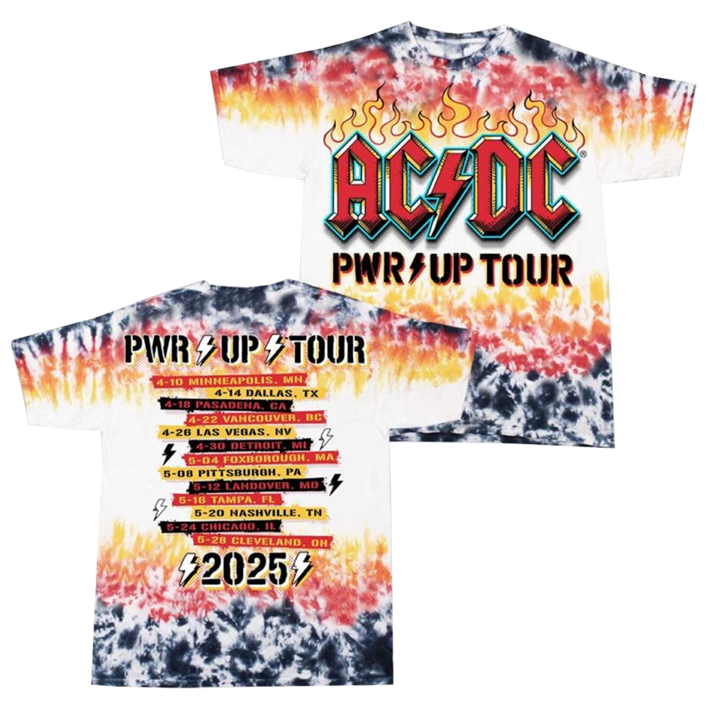 ACDC Merch Pwr Up Tour Tie Dye T-Shirt Gifts For Someone Who Loves Music - Lily Birch Market