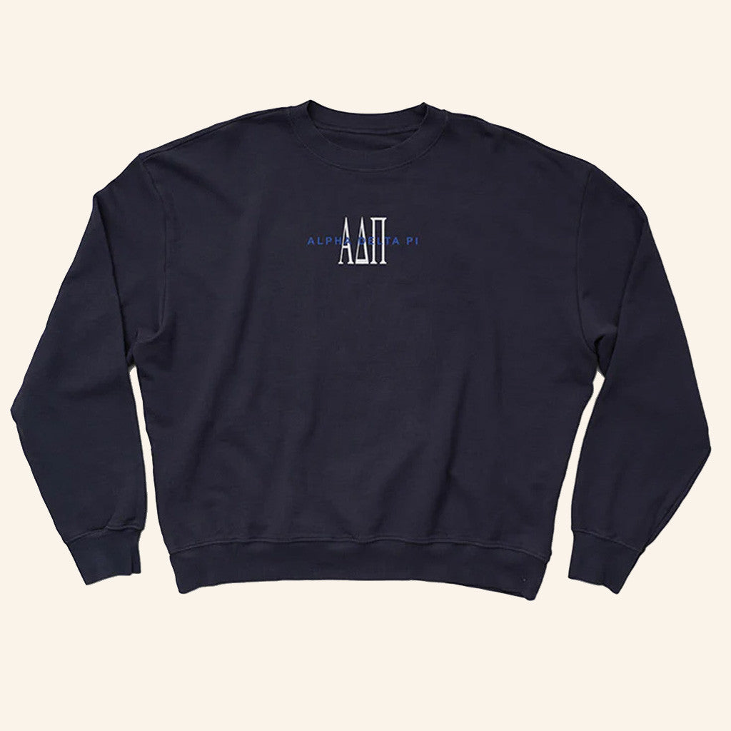 ADPI Merch Alpha Delta Pi Midnight Sky Embroidered Crewneck Sweatshirt Gifts For Him - Lilybirchmarket
