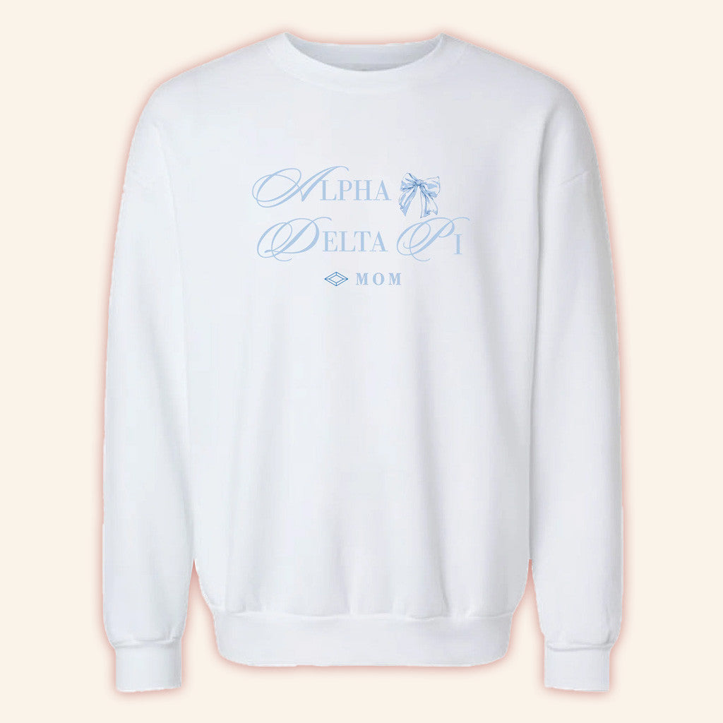 ADPI Merch Alpha Delta Pi Mom Bow Crewneck Sweatshirt Gifts For Mom - Lilybirchmarket