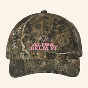 ADPI Merch Alpha Delta Pi Pink Embroidered Camo Hat Gift Ideas For Wife - Lilybirchmarket
