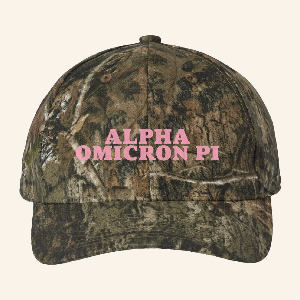 ADPI Merch Alpha Omicron Pi Pink Embroidered Camo Hat Best Gifts For Wife - Lilybirchmarket