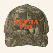 ADPI Merch Alpha Phi Orange Embroidered Camo Hat Birthday Gift Ideas For Him - Lilybirchmarket