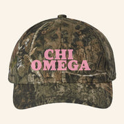 ADPI Merch Chi Omega Pink Embroidered Camo Hat Birthday Present For Wife - Lilybirchmarket