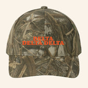 ADPI Merch Delta Delta Delta Orange Embroidered Camo Hat Gift Ideas For Boyfriend - Lilybirchmarket