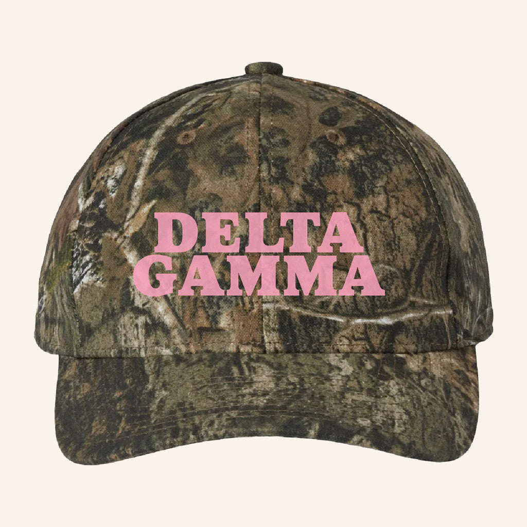 ADPI Merch Delta Gamma Pink Embroidered Camo Hat Birthday Present For Wife - Lilybirchmarket