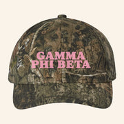 ADPI Merch Gamma Phi Beta Pink Embroidered Camo Hat Birthday Gift Ideas For Mom - Lilybirchmarket