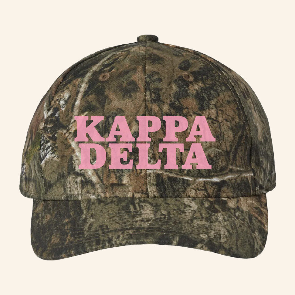 ADPI Merch Kappa Delta Pink Embroidered Camo Hat Unique Gifts For Mom - Lilybirchmarket