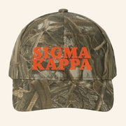 ADPI Merch Sigma Kappa Orange Embroidered Camo Hat Birthday Gift For Him - Lilybirchmarket