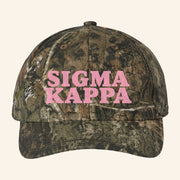 ADPI Merch Sigma Kappa Pink Embroidered Camo Hat Best Gifts For Sister - Lilybirchmarket