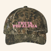 ADPI Merch Theta Phi Alpha Pink Embroidered Camo Hat Gifts For Sister - Lilybirchmarket