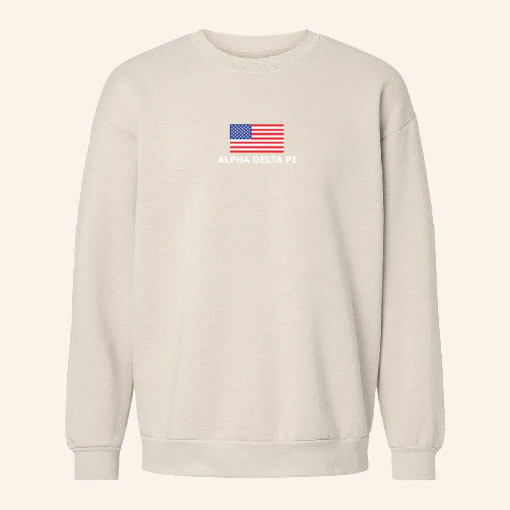 ADPI Merch USA Flag Alpha Delta Pi Crewneck Sweatshirt Gifts For Friends - Lilybirchmarket