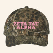 ADPI Merch Zeta Tau Alpha Pink Embroidered Camo Hat Gift Ideas For Sister - Lilybirchmarket