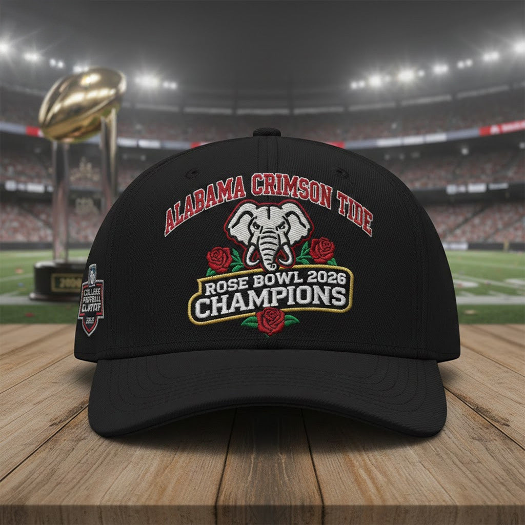 Alabama Football Rose Bowl 2026 Champions Embroidered Hat Alabama Football Gifts - Lilybirchmarket