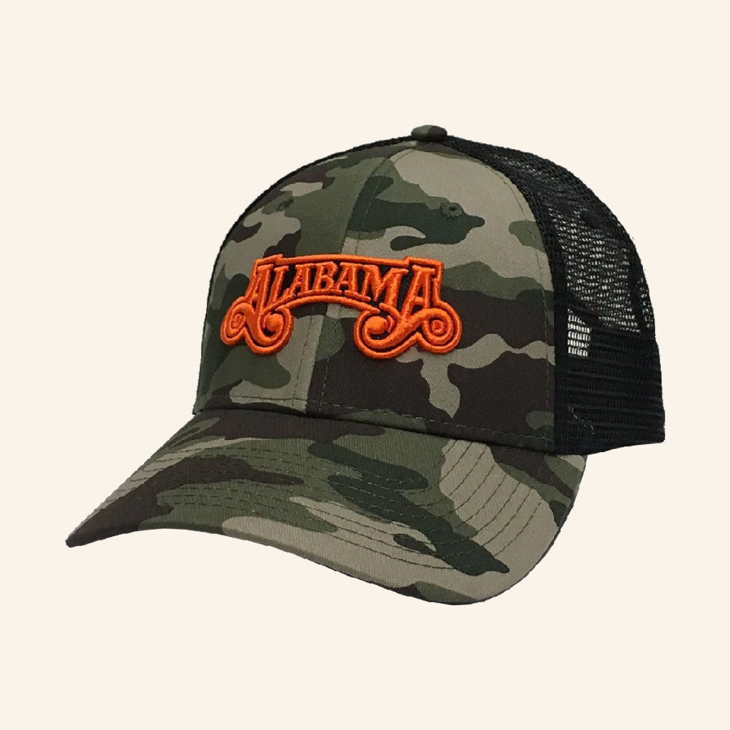 Alabama Merch Tour 2025 Alabama Camo And Black Embroidered Trucker Hat Gifts For Father - Lilybirchmarket